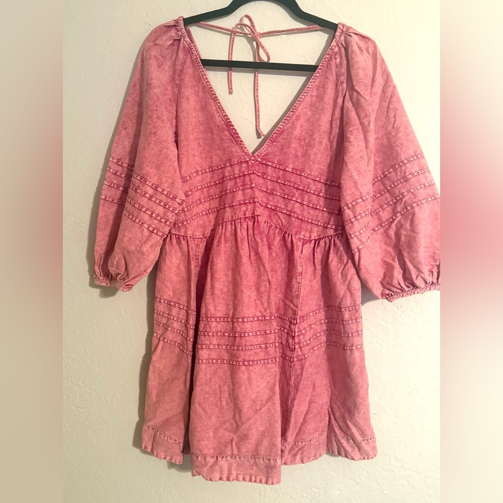 Free People Pink V-Neck Tunic Dress